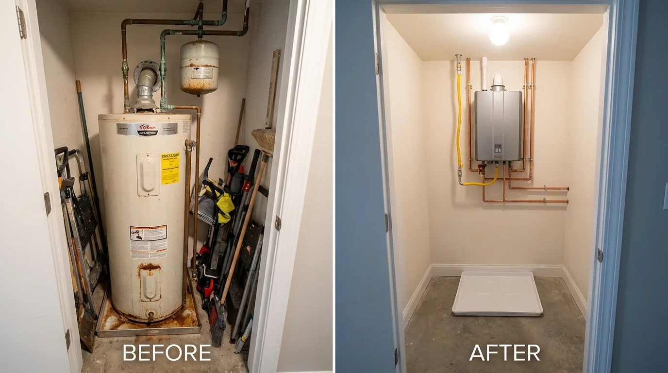 Tank water heater versus wall-mounted tankless unit comparison for Bloomfield, NJ homeowners